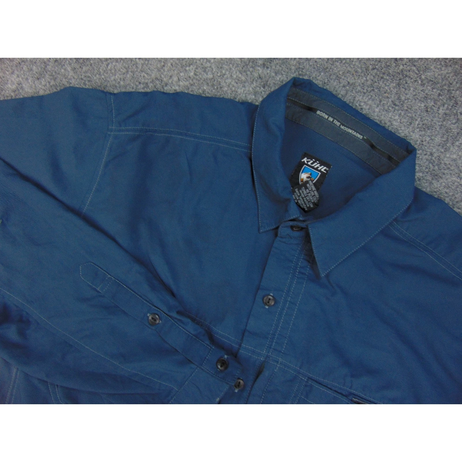 KUHL Shirt Mens XL Blue Long Sleeve Button Up Hiking Gorpcore Outdoor Tech