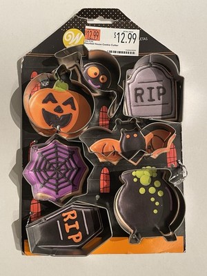 New Wilton Halloween Cookie Cutters Metal Set of 7 Tombstone Bat Pumpkin Spider