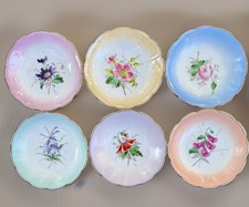 Antique Carl Tielsh Altwasser Germany Hand Painted Floral Bowls Set of 6