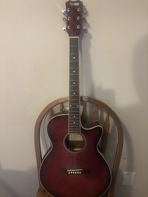 Austin ASE4 Acoustic-Electric Guitar 6 String Hollow Body Wood Red