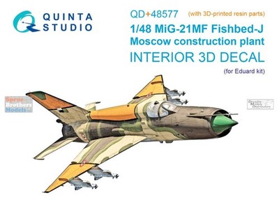 QTSQD48577R 1:48 Quinta Studio 3D Decal - MiG-21MF Fishbed-J (Moscow Plant) +