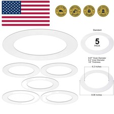 5 Pack Gloss White Goof Trim Ring for 6" Inch Recessed Can Lighting Down Ligh...