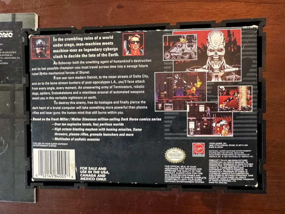 RoboCop vs. The Terminator Super Nintendo SNES Complete Worn CIB - Image 4 of 4