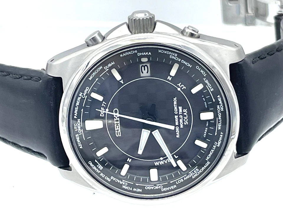 Reloj para hombre SEIKO Radio Control de ondas Solar Titanio Hora Mundial 2oz 7B25-0AB0 Foto 3 de 4