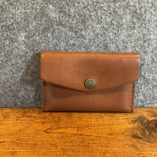 Portland Leather Goods Mini Envelope Wallet Leather Honey Brown Snap Closure