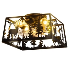 YEDAORL Farmhouse Caged Ceiling Fans with Lights and Remote Control,Rustic Bl...