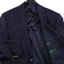 Ralph Lauren Blazer Mens 44R Navy Blue Wool Gold Button Crest Sport Coat Jacket