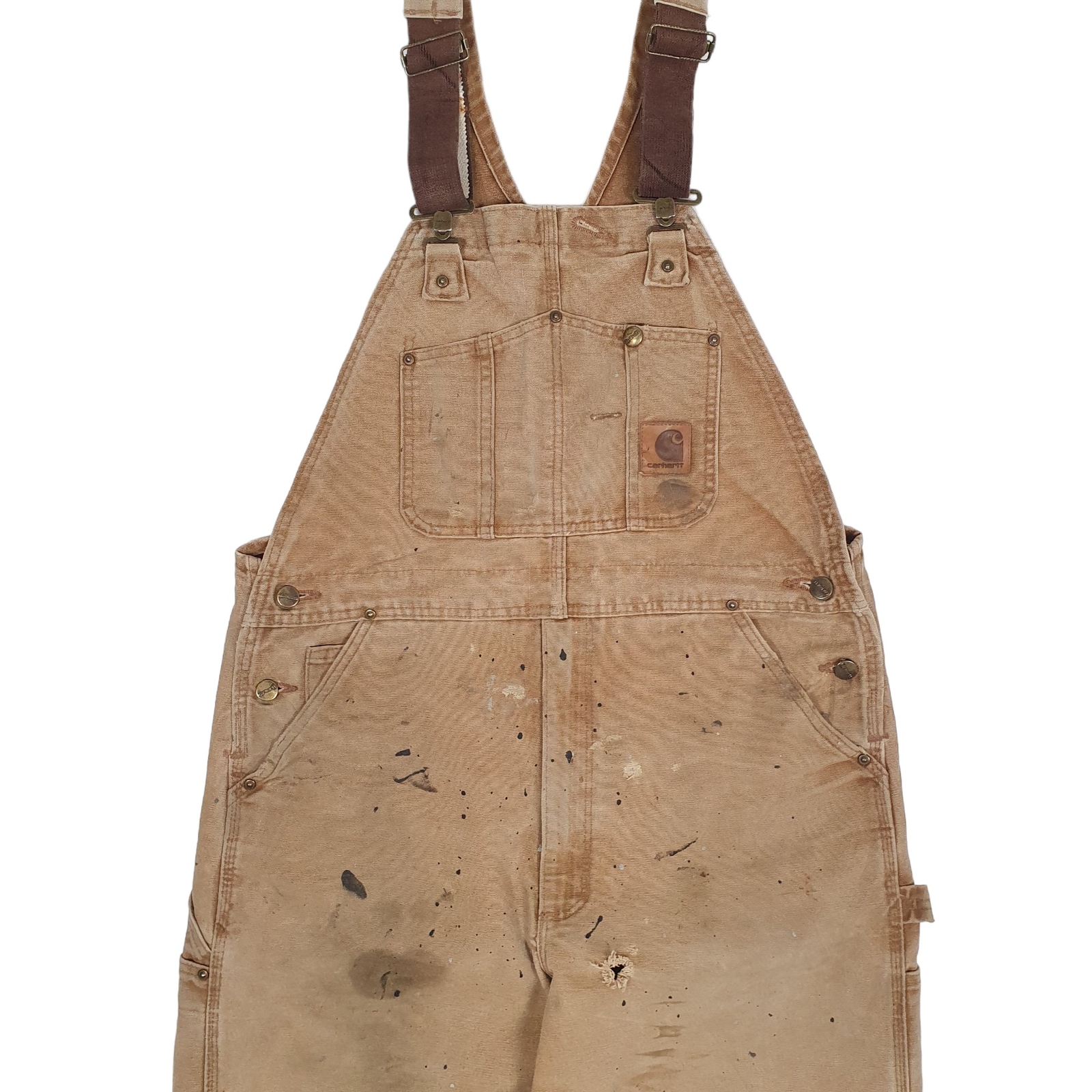 CARHARTT R06 Duck Bib Overalls Dungaree Trousers Cotton Tan Mens W36 L32 image 2
