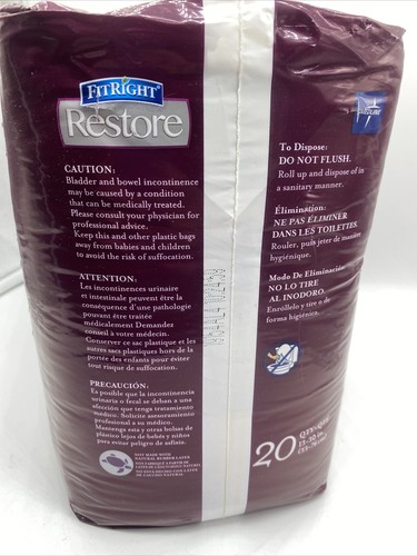FitRight Medline Liners Restore Moisturizer 13x30” Guard Incontinence 20 Pads - Picture 4 of 5