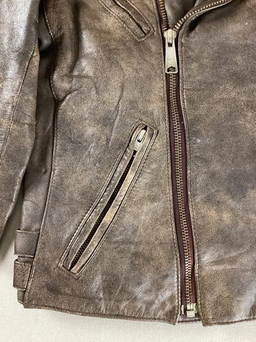 Vintage Distressed Leather Biker Jacket Motorcycle Jacket Ladies’ EU Size 46 38” - Picture 10 of 23