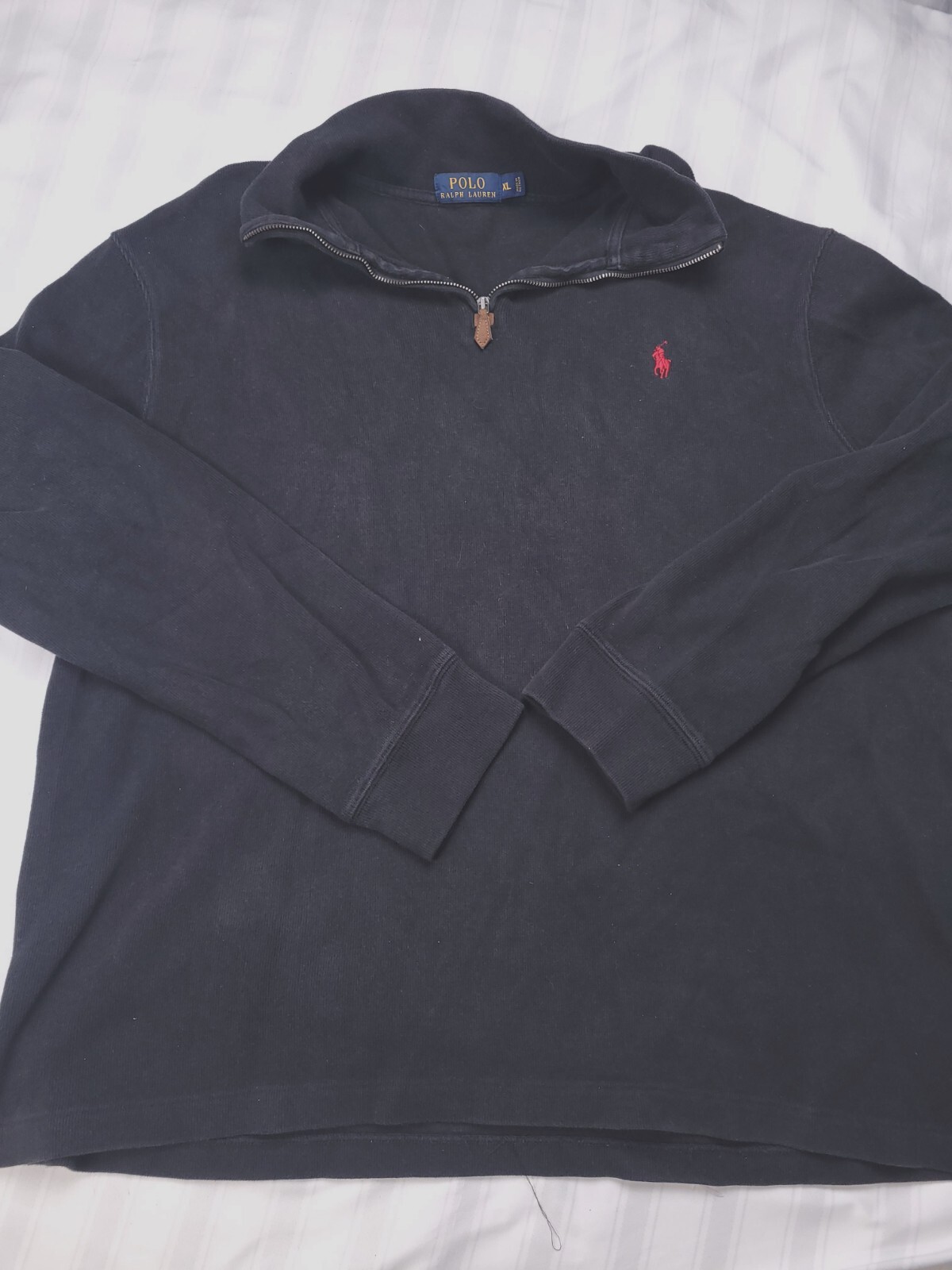 PONY Polo Ralph Lauren Felpa XL Nera 1 4 Zip Preppy Casual Classica