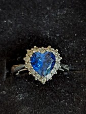 Sterling Silver Zirconia Blue Heart Ring