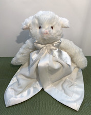 Bearington Baby White Lamb Blessed Cross Satin Security Blanket Lovey Soft Plush