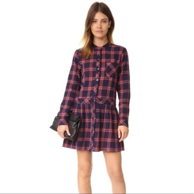 Current/Elliott Drop Waist Plaid Buttondown Dress