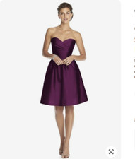 Alfred Sung Italian Plum Strapless Cocktail Dress, #D542, Size 12, $135 NWT