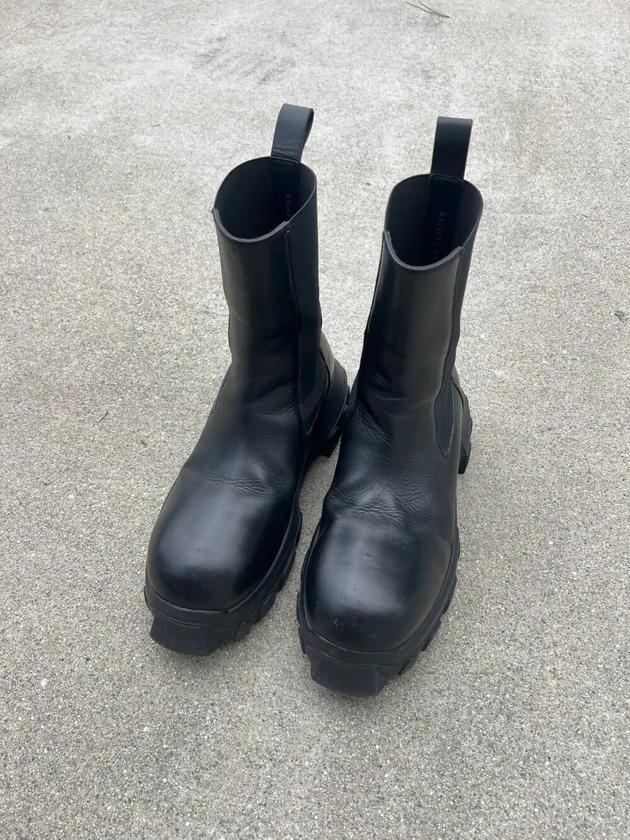 Rick Owens Black Beatle Bozo Tractor Boots Size 41 RU01C4881