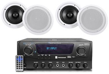 Technical Pro RXM7BT Home Receiver Bluetooth Amplifier 4 8" In-Celing Speakers
