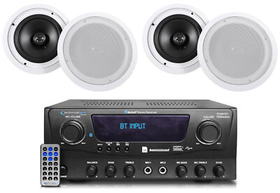 Technical Pro RXM7BT Home Receiver Bluetooth Amplifier+(4) 8'' In-Celing Speakers