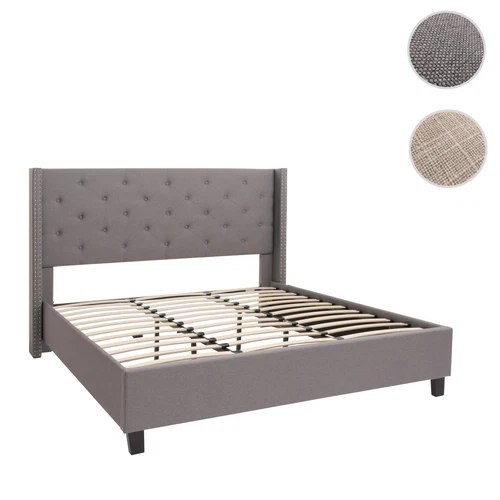 Polsterbett HWC-N59, Bett Bettgestell mit Lattenrost, Massivholz Stoff 180x200cm - Bild 1 von 17