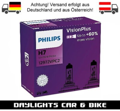 Philips H7 VisionPlus +60% Halogen Lampen Duobox