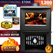 Breckwell SW1.2 Freestanding Wood Stove w/ Blower & Base - 1200 SQFT Heating