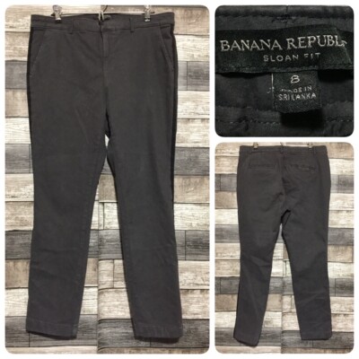 Banana Republic Sloan Chino Pants Women 8 Gray Black Side Stripe