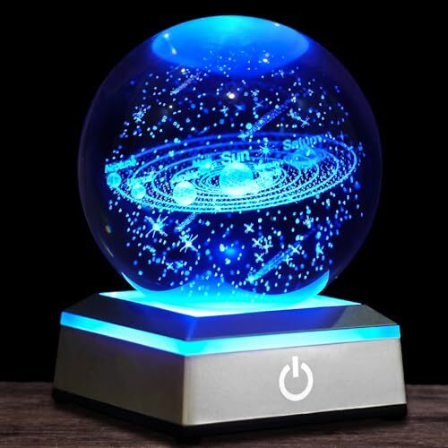 3D Solar System Crystal Ball Night Light 3.15 inch Glass Ball Solar system - Picture 2 of 8