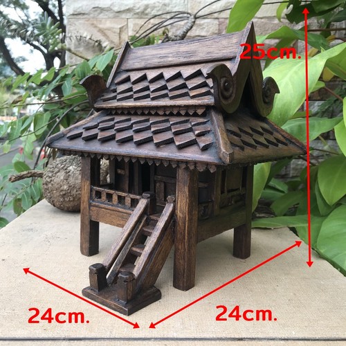 Casa degli spiriti buddismo case in legno stile tailandese mini altare artigianato decorazione Buddha - Foto 8 di 12