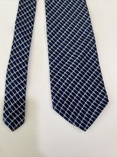 BROOKS BROTHERS BLUE GEOMETRIC 100% SILK NECKTIE MADE IN USA 3.5”x 59”