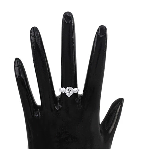 Anillo halo pera 7x5 mm diamante redondo natural semi montaje oro 10K Foto 4 de 4