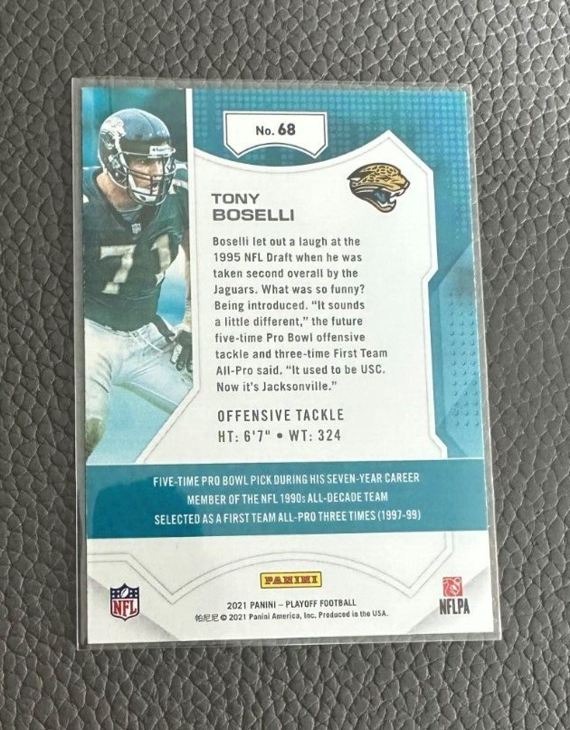 2021 Panini Playoff Football Tony Boselli #68 Jacksonville Jaguars