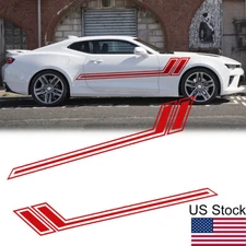 2x 68" Red Sport Racing Side Door Fender Hockey Stripe Vinyl Sticker Universal