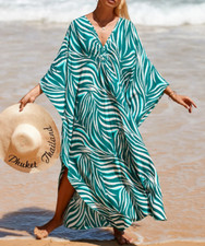 Maya Antonia Maxi Dress/Kaftan,Leopard/Zebra Print,Teal/Beach Cove up/Boho