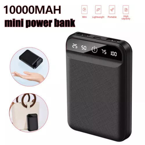 Powerbank 10000mAh Mini Kompakt Externer Akku Power Bank Klein Handy Ladegerät