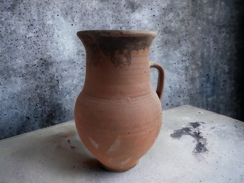 Ukrainian Antique Pottery Old Clay Jug #8 Vintage Rustic Primitive Jug Water Jug - 第 1/10 張圖片