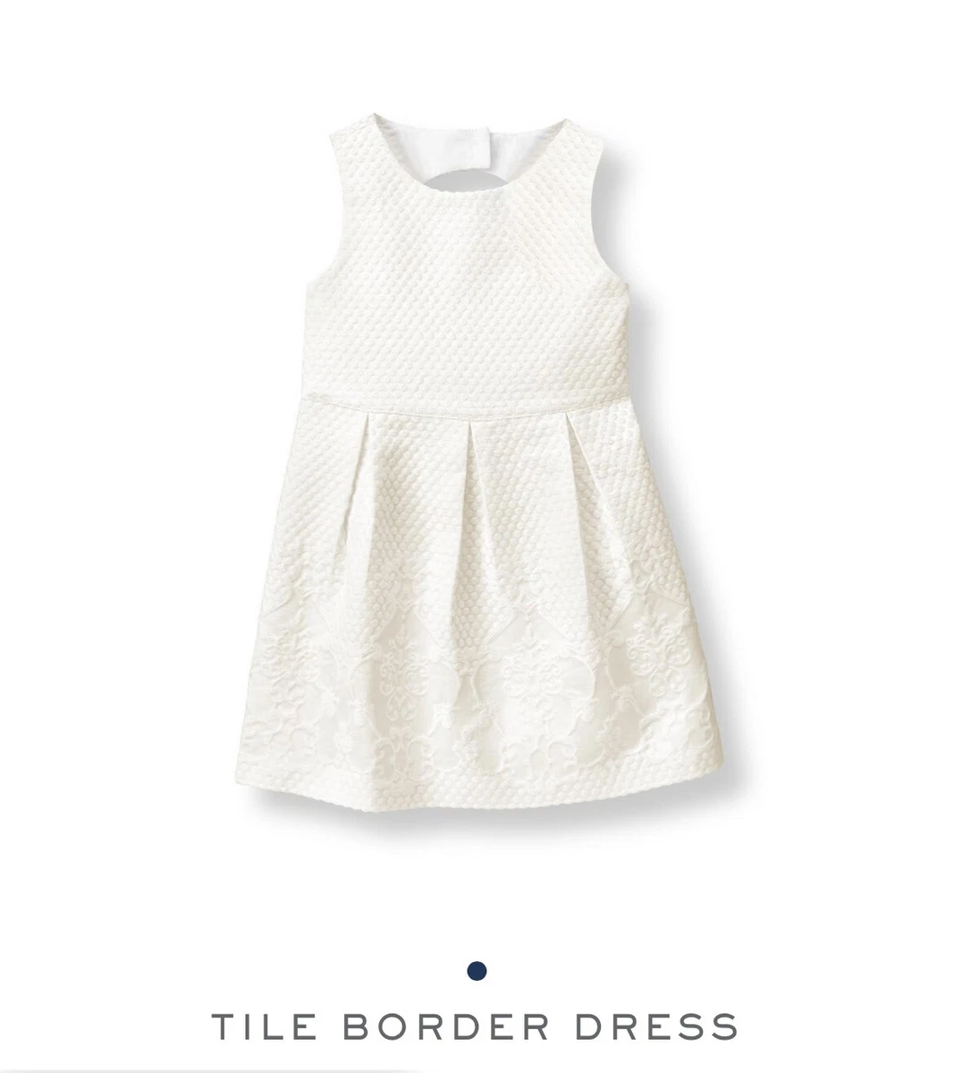 Janie & Jack Tile Border Dress Santorini Suite Line SZ 12 Open Back White Summer