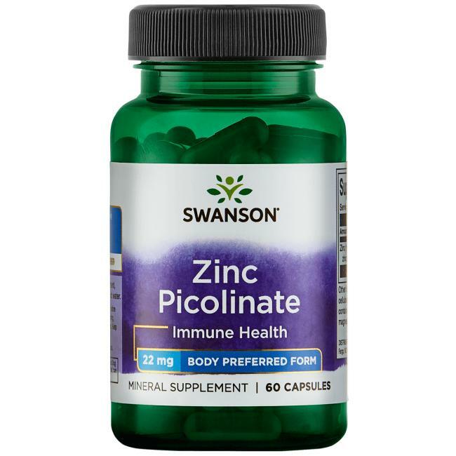 Swanson Zinc Picolinate 22mg 60 Capsules Immune Support High Absorption Zinc