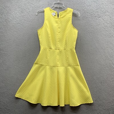 Donna Morgan Anthropologie Fit & Flare Dress Textured Back Zipper Yellow Size 6