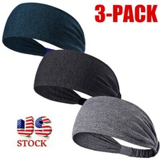 3 Pack Men's Hair Head Band Sweatband Headband Stretch Women Wrap Elastic Sports