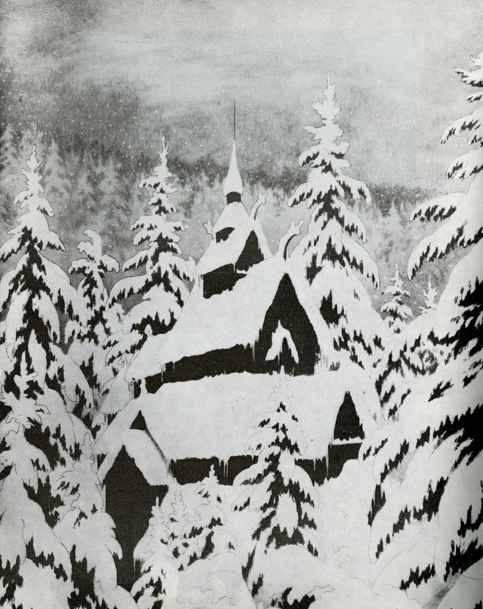 Theodor Kittelsen : 1907 : Stave Church In Snow : Archival Quality Art  Print | eBay