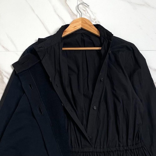 Regulation Yohji Yamamoto 2020AW Asymmetrical Cotton Shirt Dress L Women's Black - Picture 5 of 24
