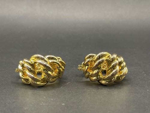 Ladies 18ct Yellow Gold Fancy Hoop Earrings - Picture 11 of 12