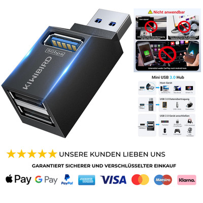 USB Doppelstecker Mini USB 3.0 Hub USB Splitter 1 zu 3 Verteiler Adapter