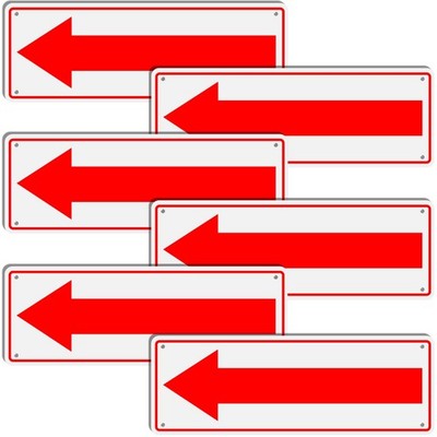 6 Pack Aluminum Reflective Arrow Sign Road Metal Left Arrow Sign for Direction