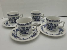 Set 4 Kensington Coventry Blue Onion Tea Coffee Cup Saucer Ironstone