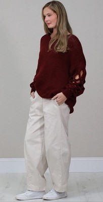 Italian Designed & Made Ladies Etna Wool Braided Sleeve Jumper 1 Size 10-18