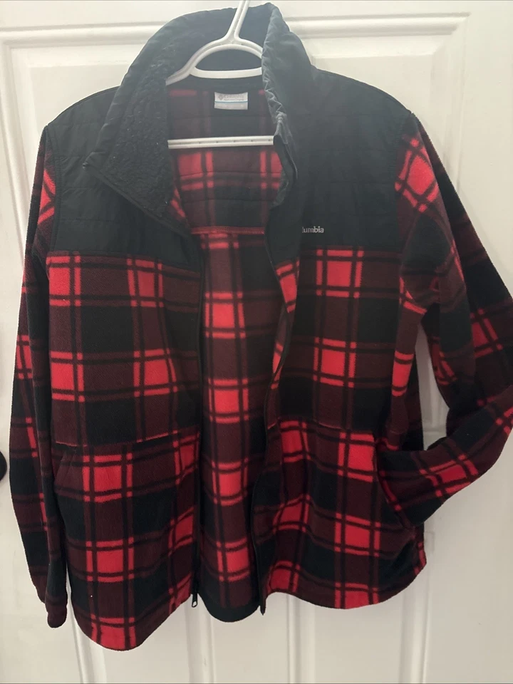 Columbia Chaqueta Para Hombres XL Tela Escocesa Vellón Cremallera Completa Vellón Sudadera Buffalo Cuadros Foto 4 de 4