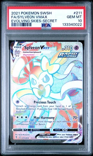 2021 Sylveon Vmax 211/203 Secret Evolving Skies PSA 10