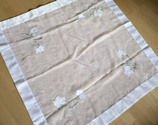 Edle Tischdecke Organza Mitteldecke v. TCM TCHIBO weiß floral bestickt Satin