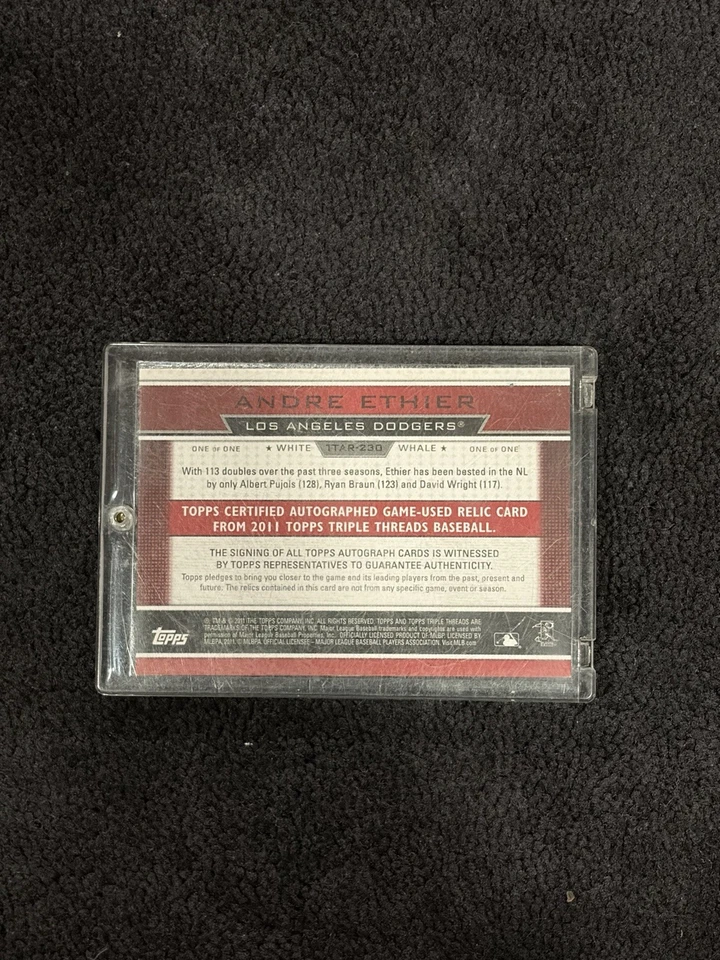 Tarjeta automática parche ballena blanca Andre Ethier Topps 2011 1/1 Dodgers Foto 2 de 2